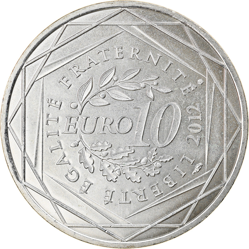 France, 10 Euro, Centre, 2012, Paris, AU(55-58), Silver, Gadoury:EU514, KM:1868