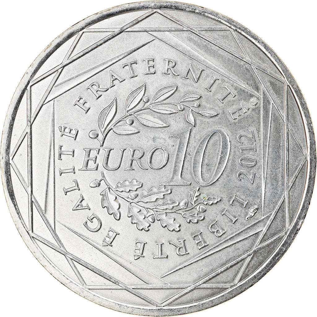 Frankrijk, 10 Euro, Réunion, 2012, Paris, ZF+, Zilver, Gadoury:EU514, KM:1885