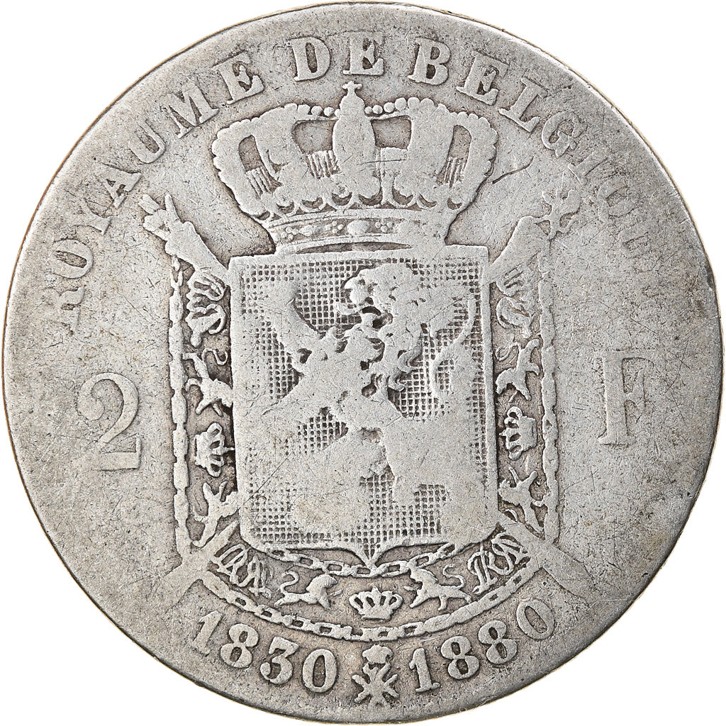 Coin, Belgium, Leopold II, 2 Francs, 2 Frank, 1880, F(12-15), Silver, KM:39