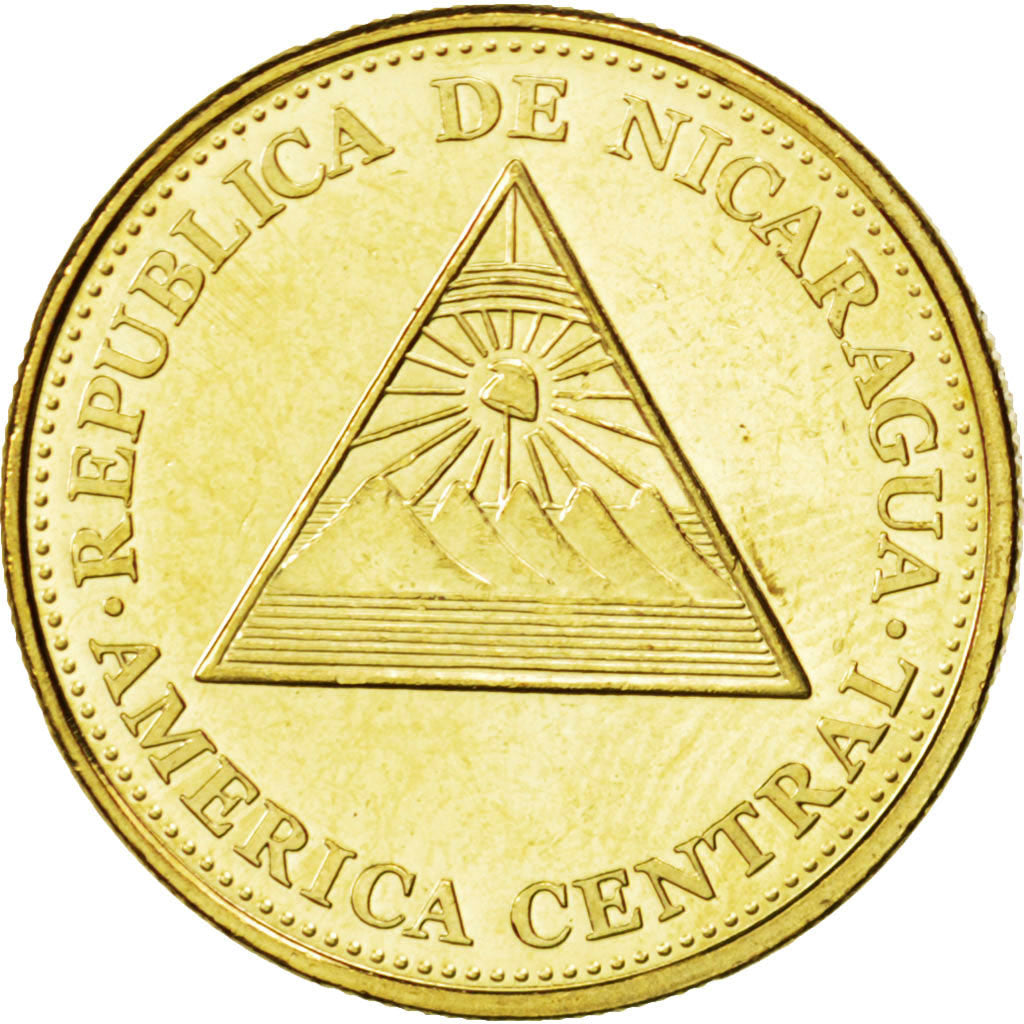NICARAGUA, 10 Centavos, 2002, British Royal Mint, KM #98, MS(63), Brass Plated..