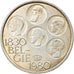 Moneda, Bélgica, Baudouin I, 500 Francs, 500 Frank, 1980, Brussels, MBC+, Plata