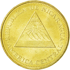 Nicaragua, 25 Centavos, 2002, SPL, Acciaio placcato ottone, KM:99