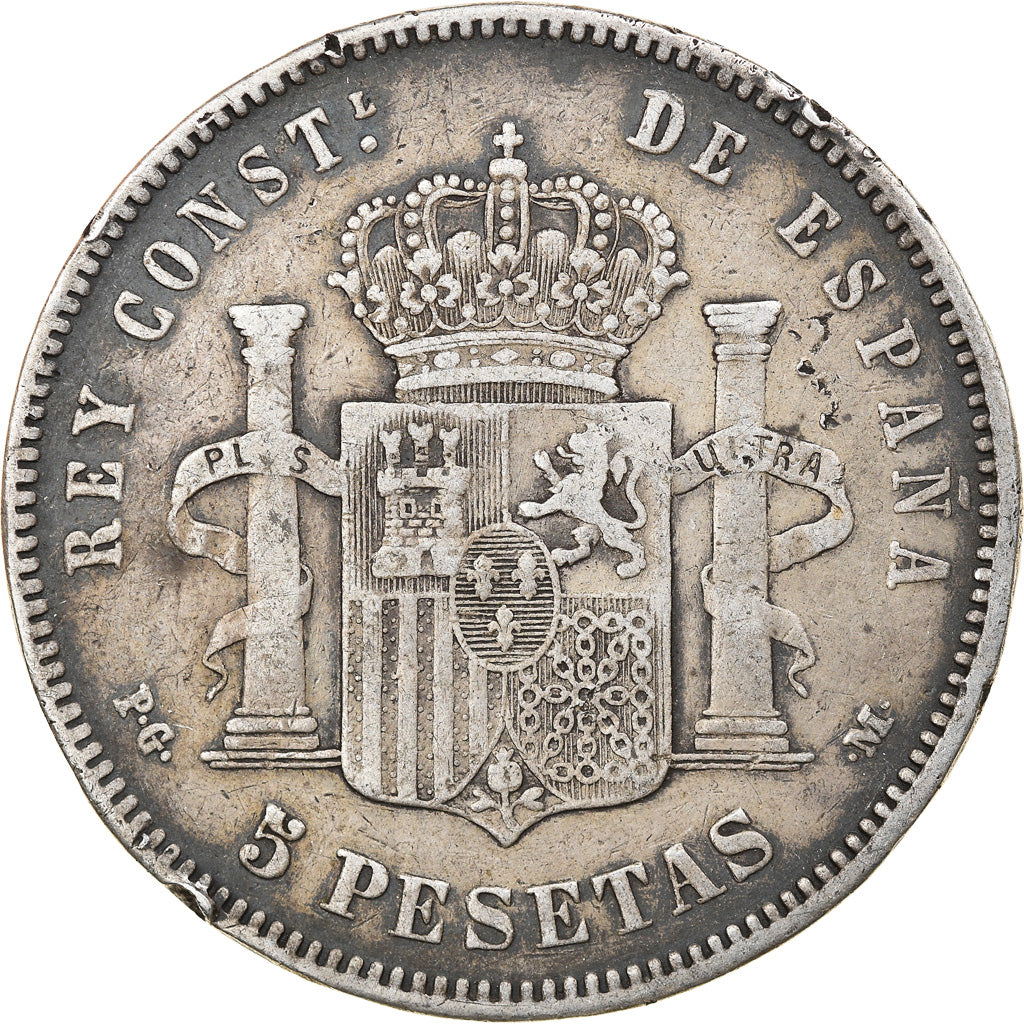 Monnaie, Espagne, Alfonso XIII, 5 Pesetas, 1891, Madrid, TB+, Argent, KM:689