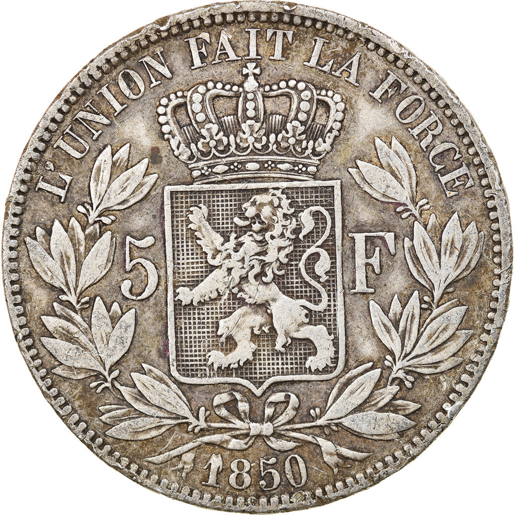 Moneta, Belgio, Leopold I, 5 Francs, 5 Frank, 1850, MB+, Argento, KM:17
