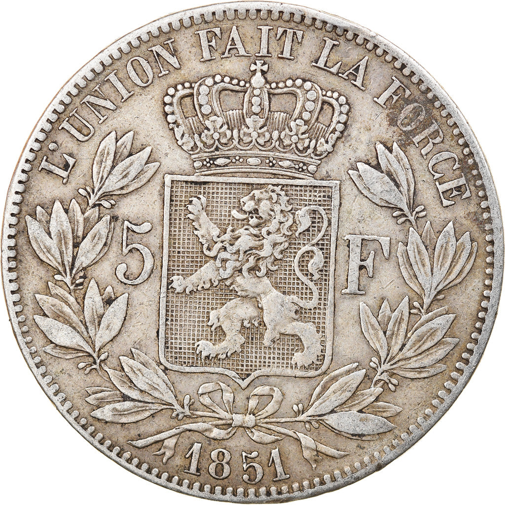 Coin, Belgium, Leopold I, 5 Francs, 5 Frank, 1851, VF(30-35), Silver, KM:17