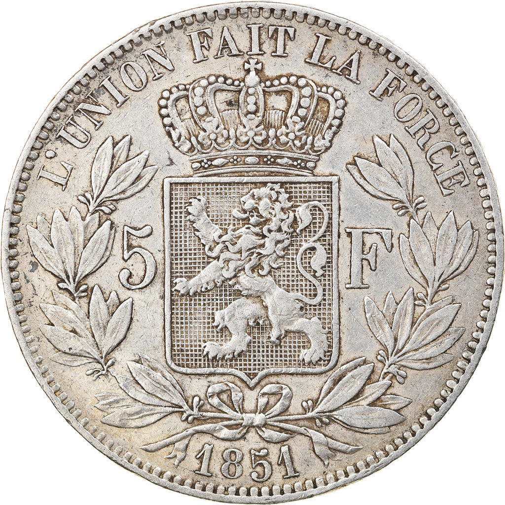 Coin, Belgium, Leopold I, 5 Francs, 5 Frank, 1851, EF(40-45), Silver, KM:17