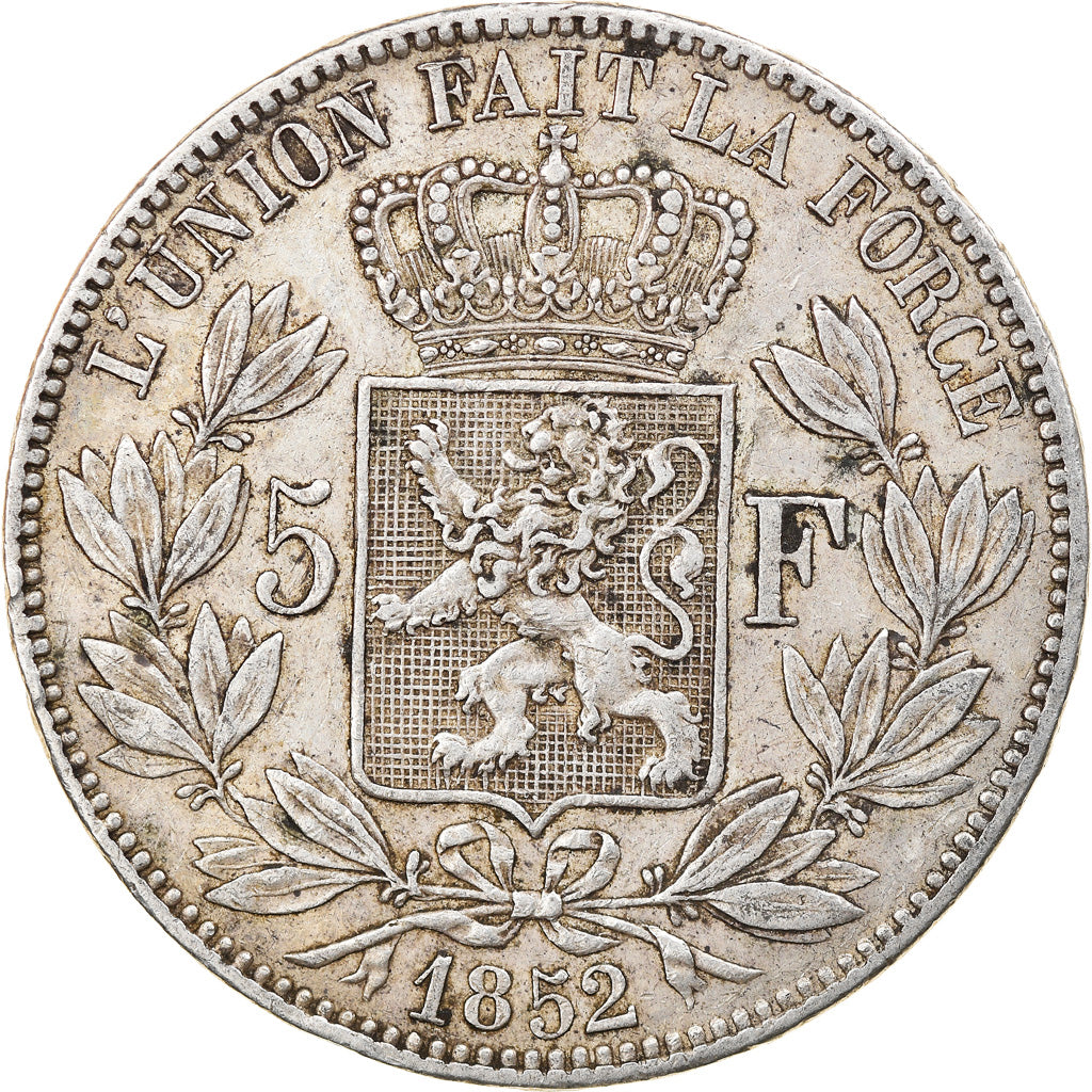 Coin, Belgium, Leopold I, 5 Francs, 5 Frank, 1852, EF(40-45), Silver, KM:17