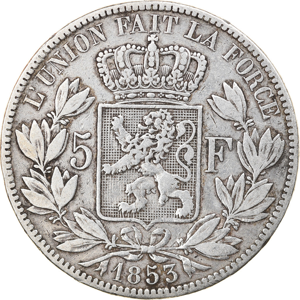 Coin, Belgium, Leopold I, 5 Francs, 5 Frank, 1853, VF(30-35), Silver, KM:17