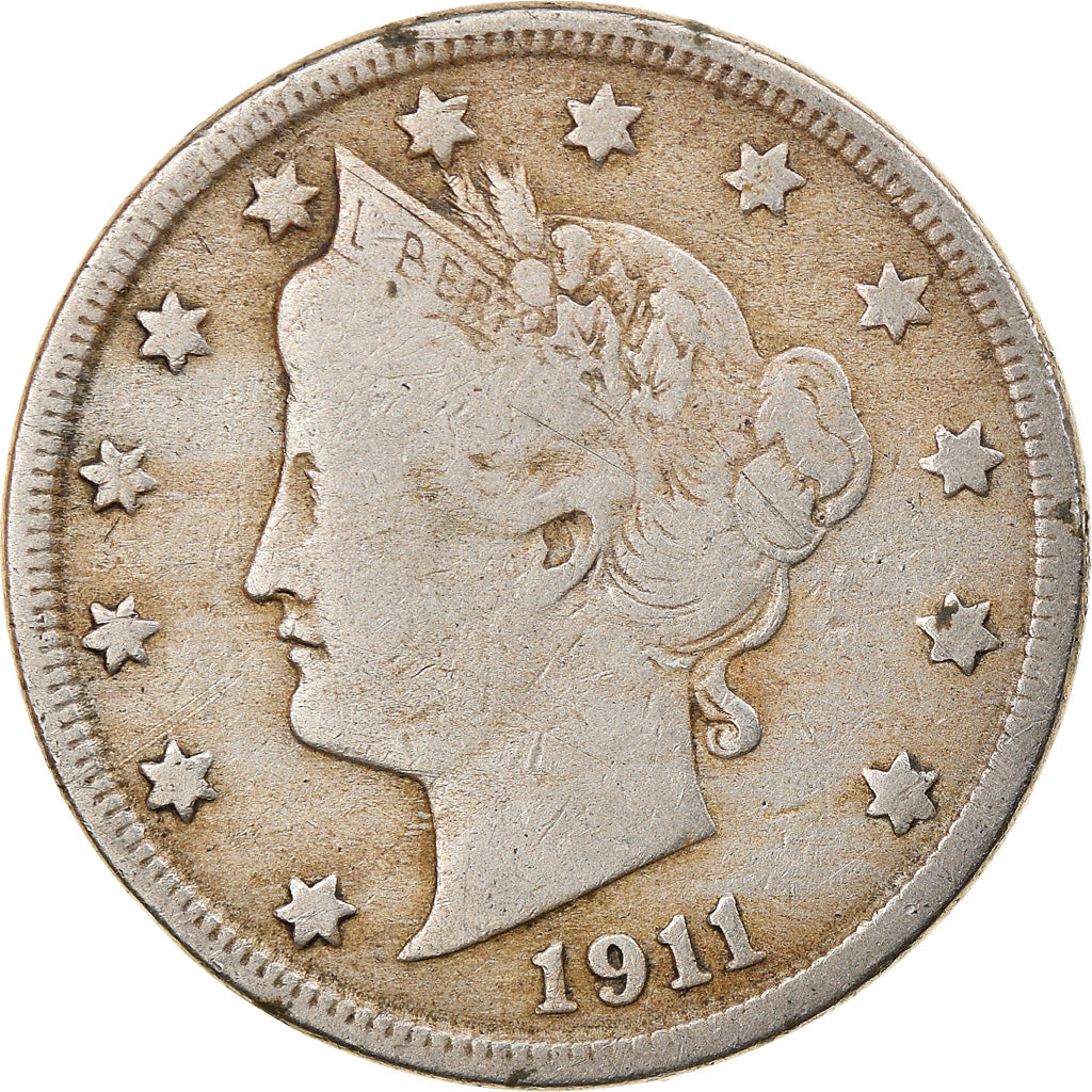 Moneta, Stati Uniti, 5 Cents, 1911, Philadelphia, MB+, Rame-nichel