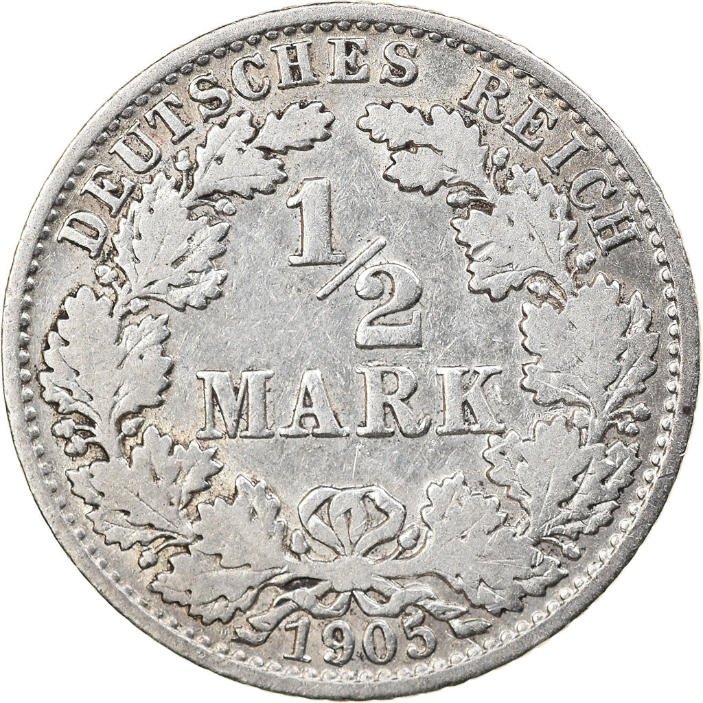 Münze, GERMANY - EMPIRE, 1/2 Mark, 1905, Berlin, SS, Silber, KM:17