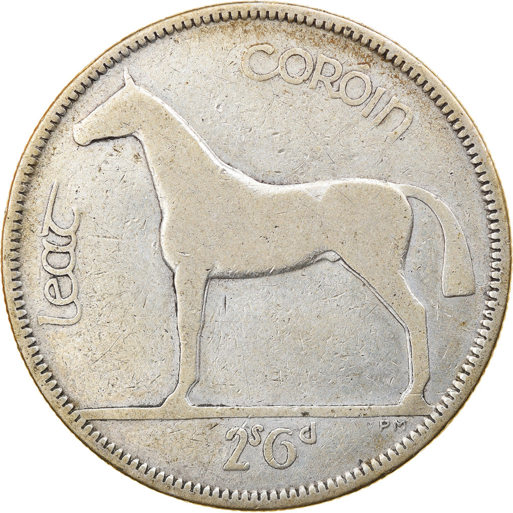 Coin, IRELAND REPUBLIC, 1/2 Crown, 1928, VF(20-25), Silver, KM:8