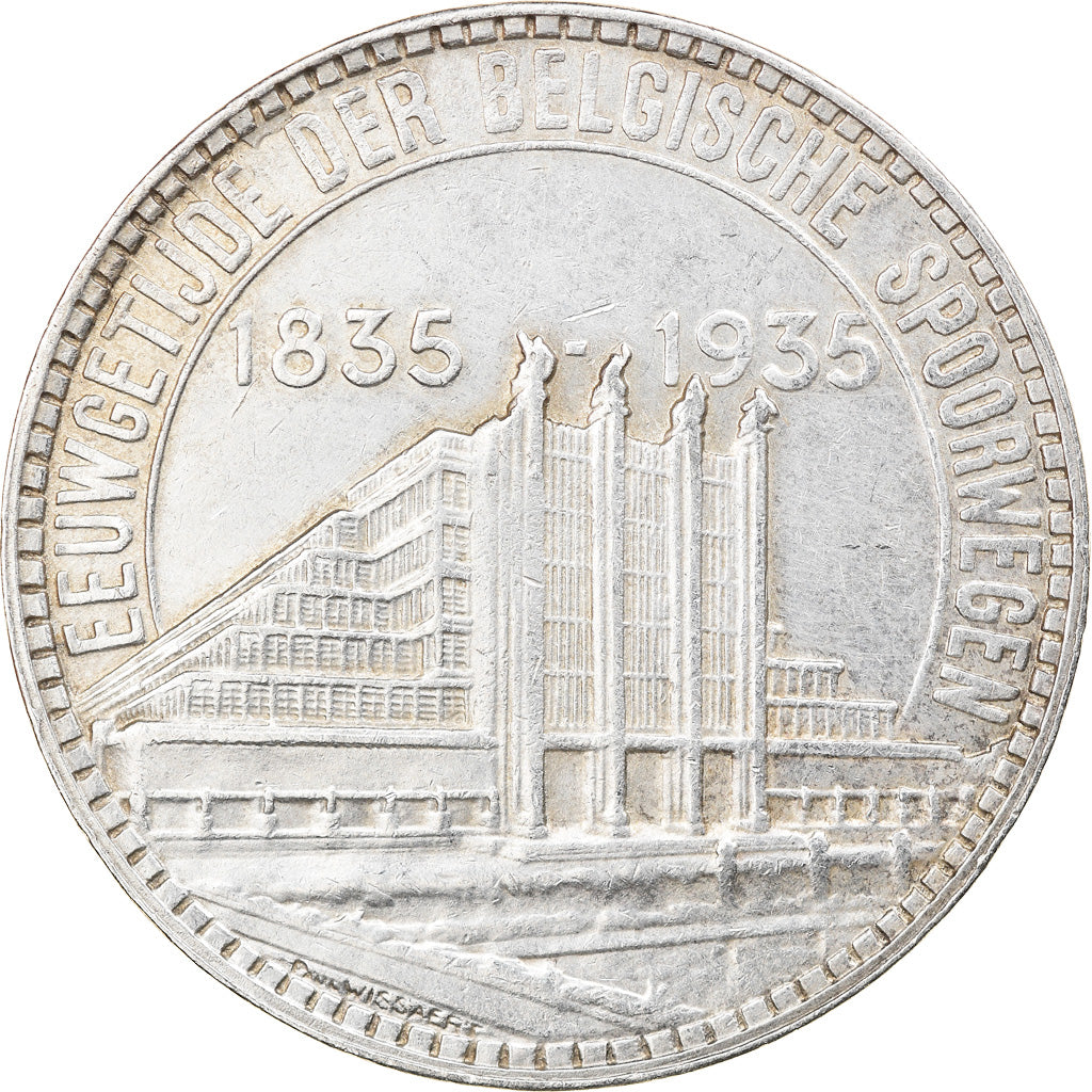 Coin, Belgium, Leopold III, 50 Francs, 50 Frank, 1935, AU(50-53), Silver