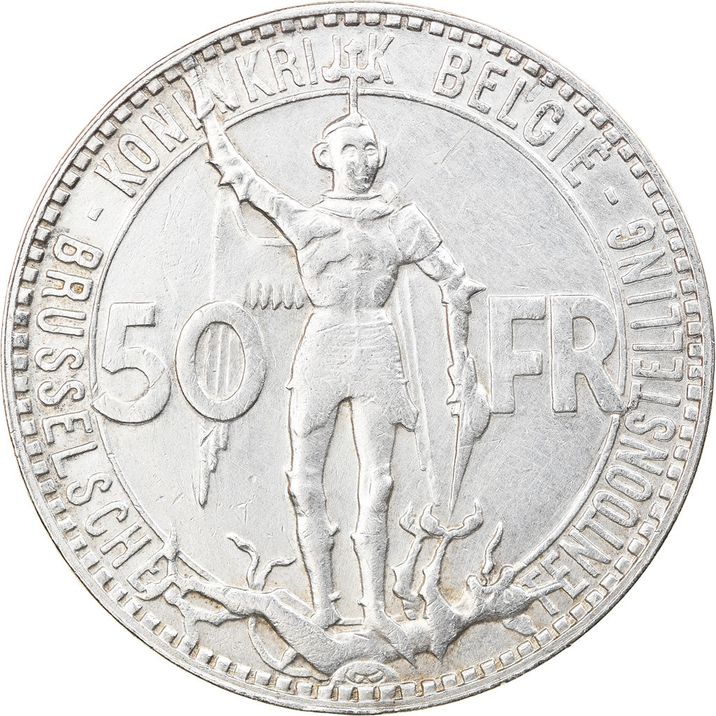 Coin, Belgium, Leopold III, 50 Francs, 50 Frank, 1935, AU(50-53), Silver