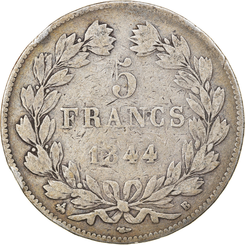 Coin, France, Louis-Philippe, 5 Francs, 1844, Rouen, VF(20-25), Silver