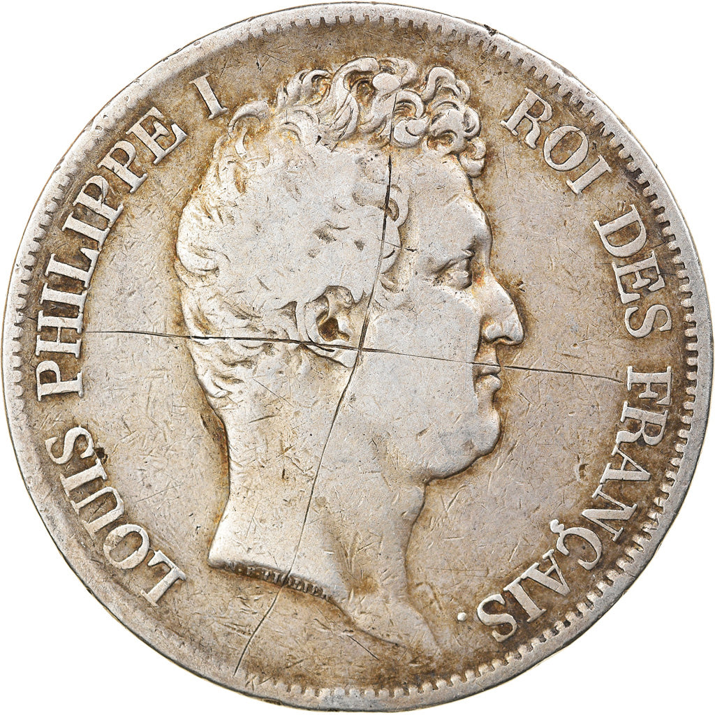 Moneda, Francia, Louis-Philippe, 5 Francs, 1831, Perpignan, BC+, Plata