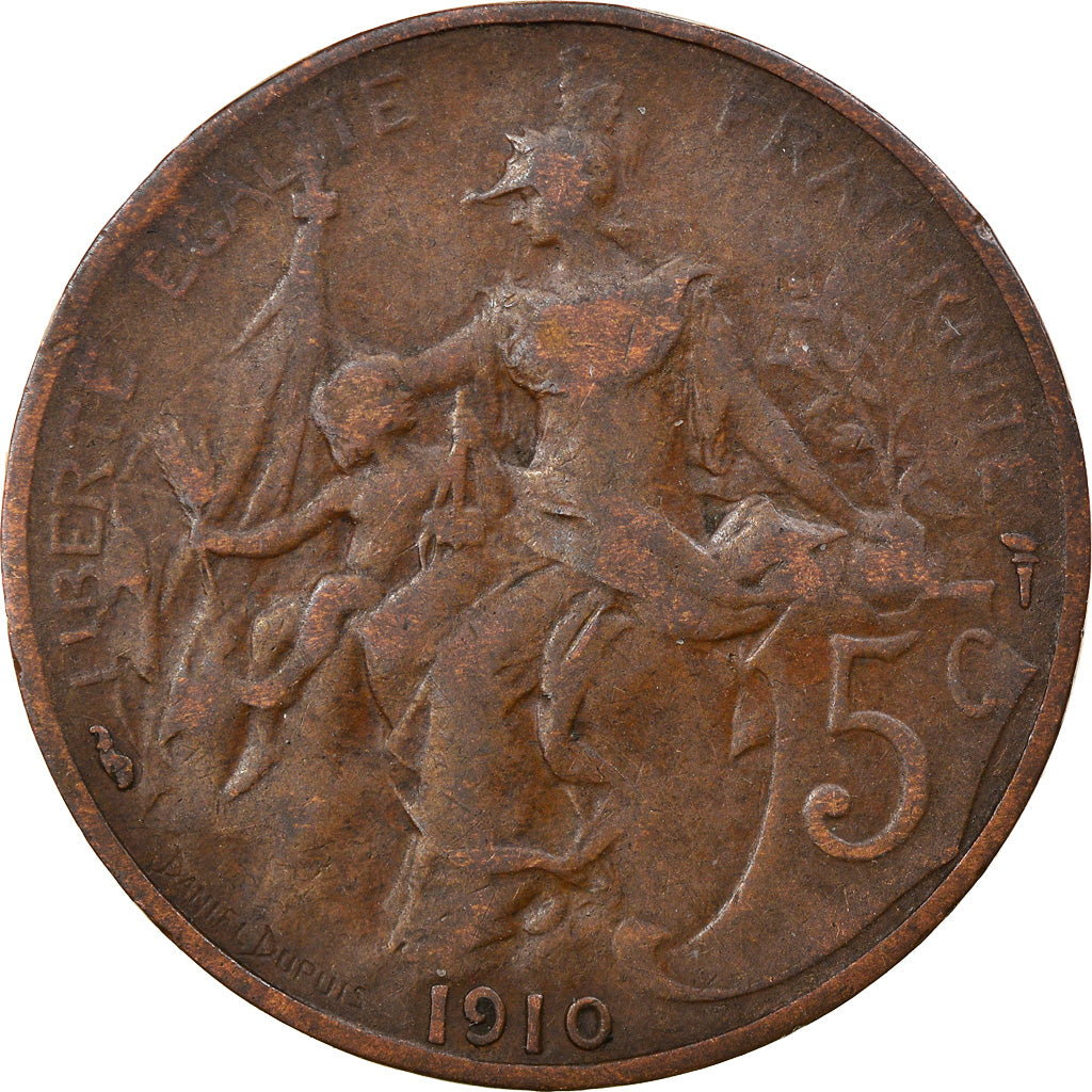 Moneta, Francia, Dupuis, 5 Centimes, 1910, Paris, MB+, Bronzo, KM:842