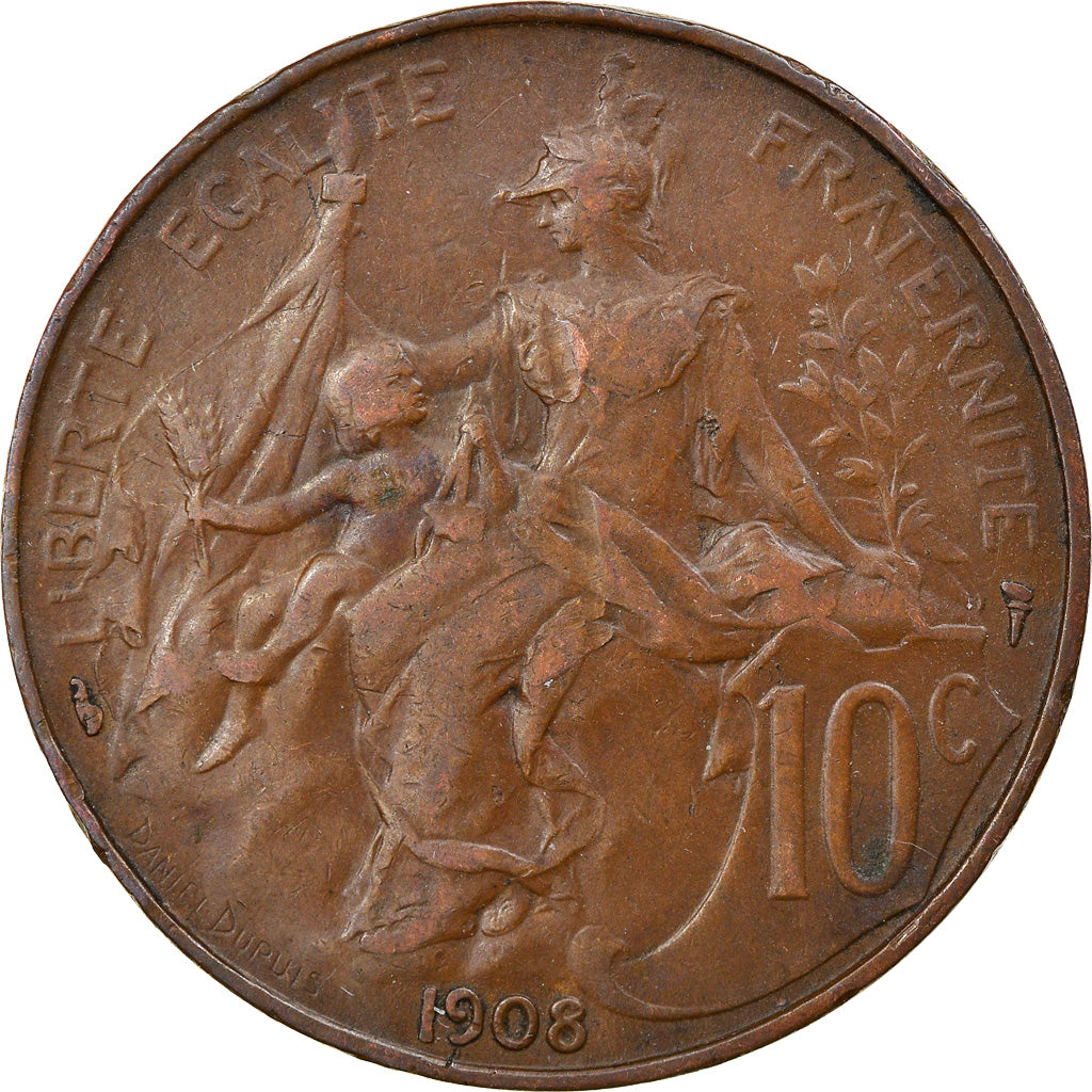 Coin, France, Dupuis, 10 Centimes, 1908, Paris, EF(40-45), Bronze, KM:843