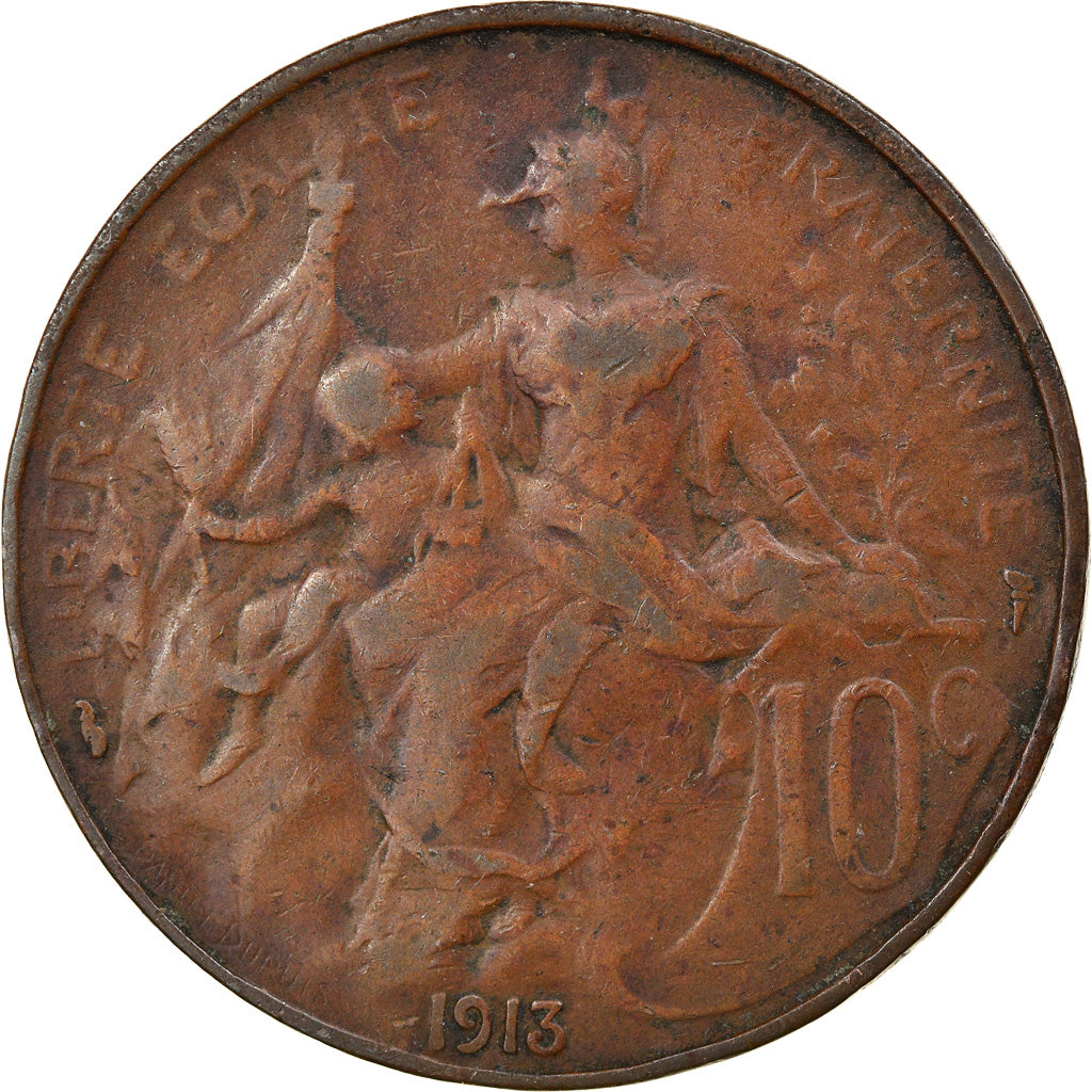 Moneta, Francja, Dupuis, 10 Centimes, 1913, Paris, EF(40-45), Bronze, KM:843