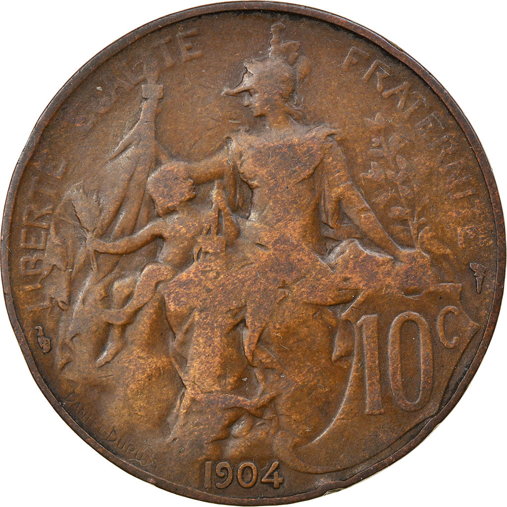 Moneta, Francia, Dupuis, 10 Centimes, 1904, Paris, BB, Bronzo, KM:843
