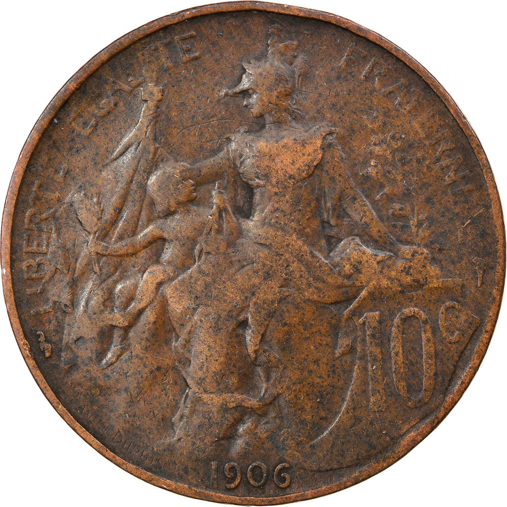 Moneta, Francia, Dupuis, 10 Centimes, 1906, Paris, BB, Bronzo, KM:843