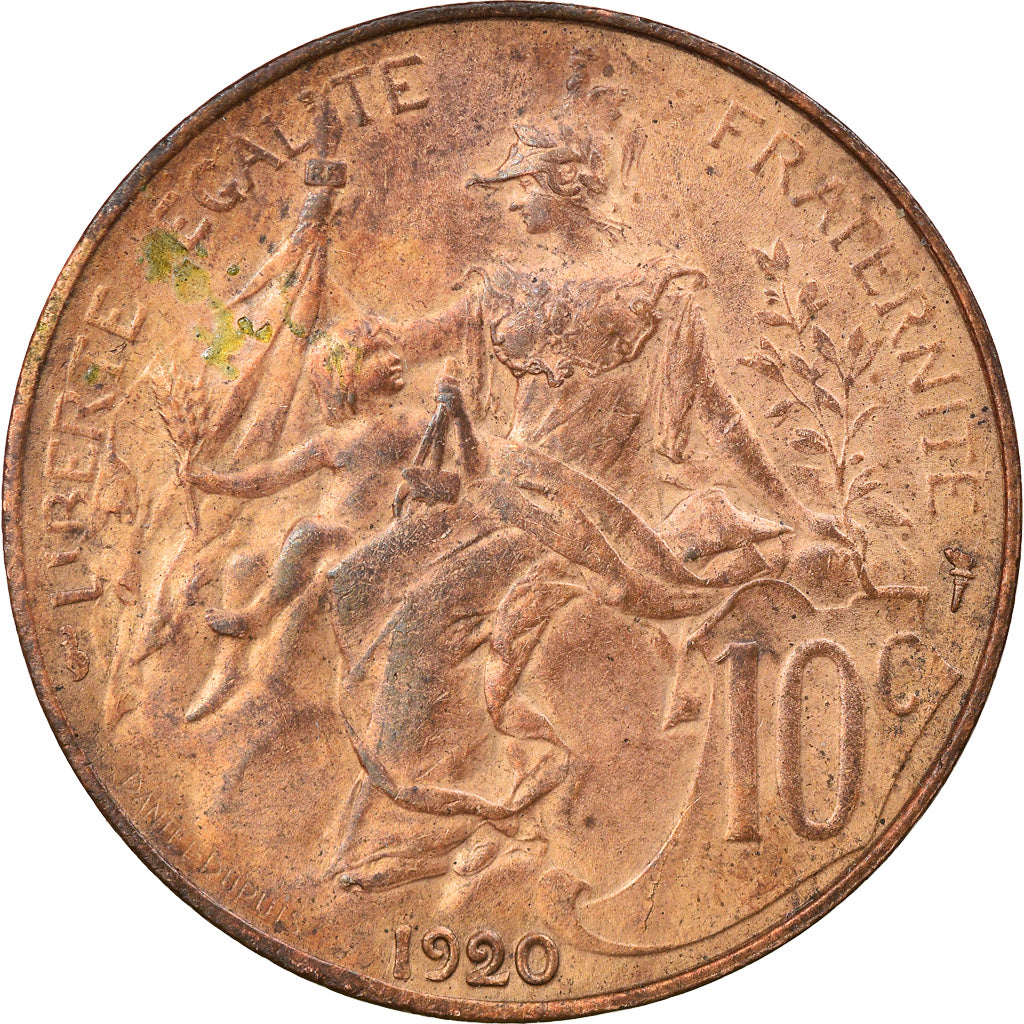 Munten, Frankrijk, Dupuis, 10 Centimes, 1920, Paris, ZF+, Bronze, KM:843