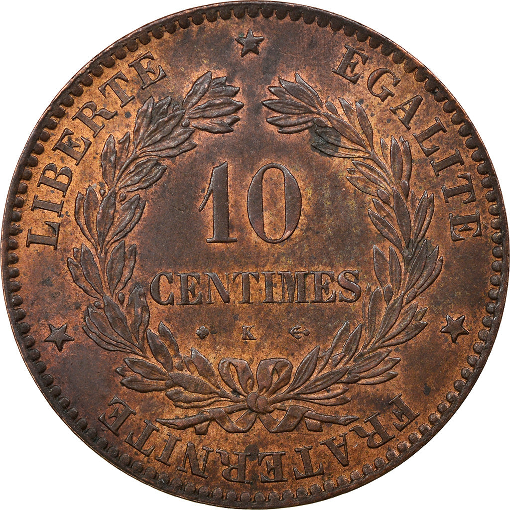 Coin, France, Cérès, 10 Centimes, 1873, Bordeaux, AU(55-58), Bronze, KM:815.2
