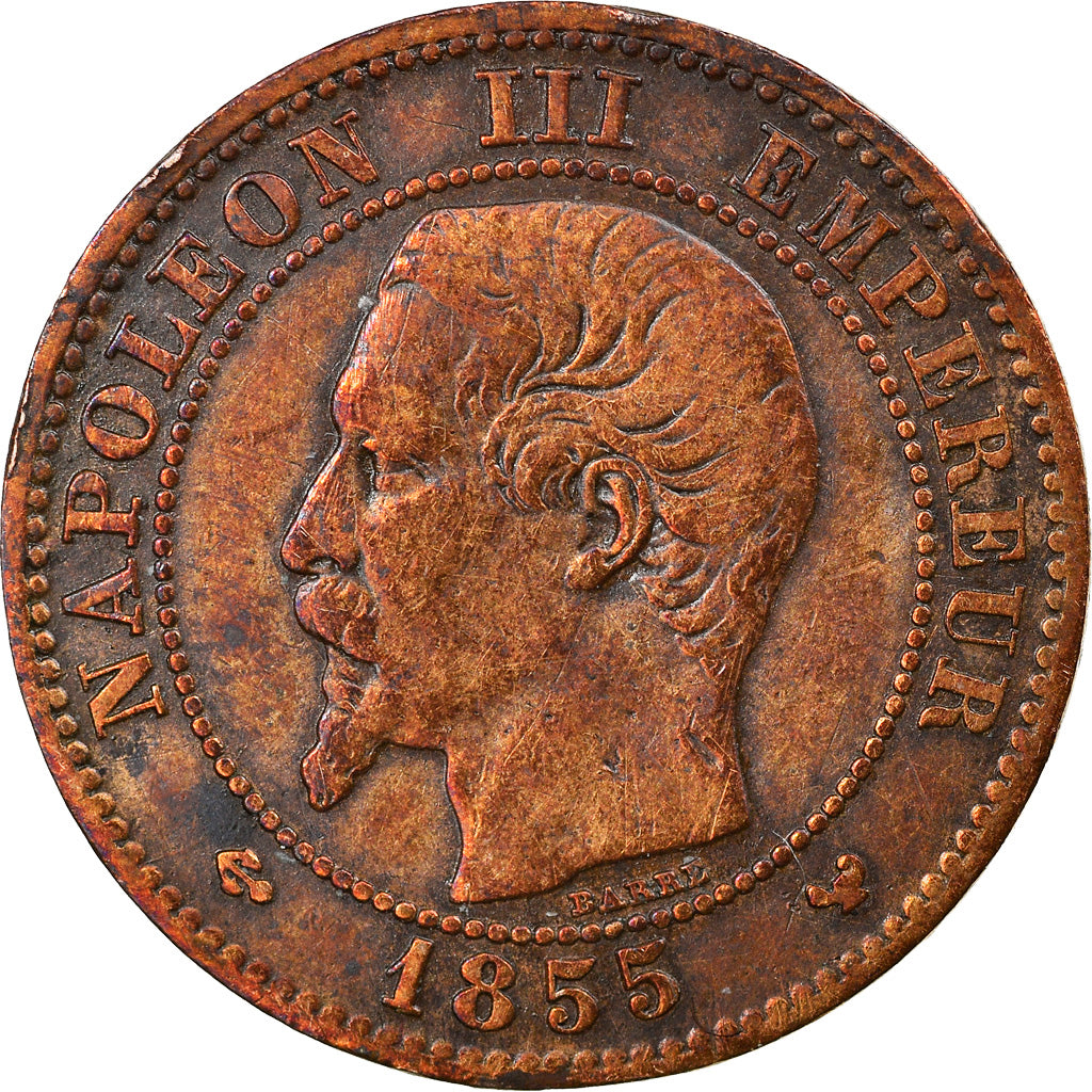 Moneda, Francia, Napoleon III, 2 Centimes, 1855, Lille, BC+, Bronce, KM:776.7
