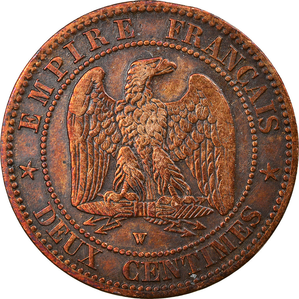 Moneda, Francia, Napoleon III, 2 Centimes, 1855, Lille, BC+, Bronce, KM:776.7