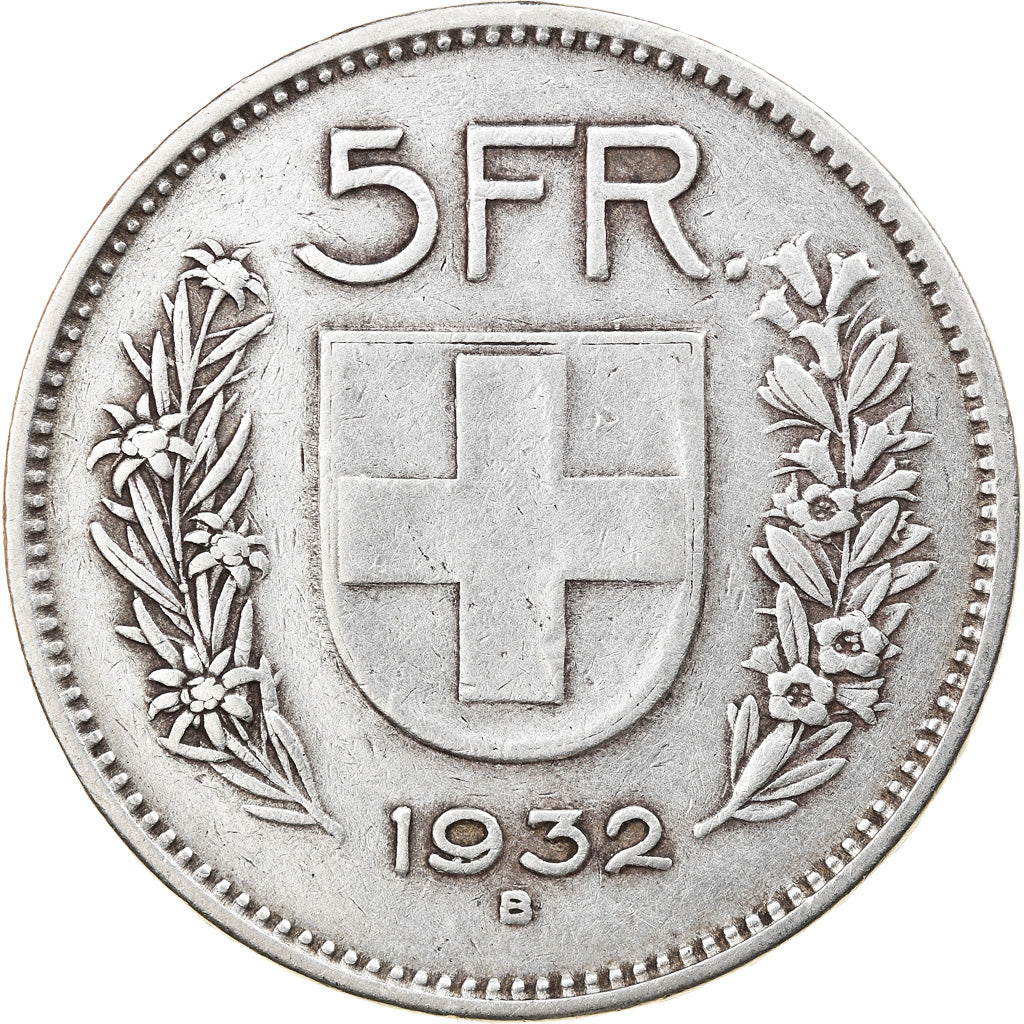 Coin, Switzerland, 5 Francs, 1932, Bern, EF(40-45), Silver, KM:40