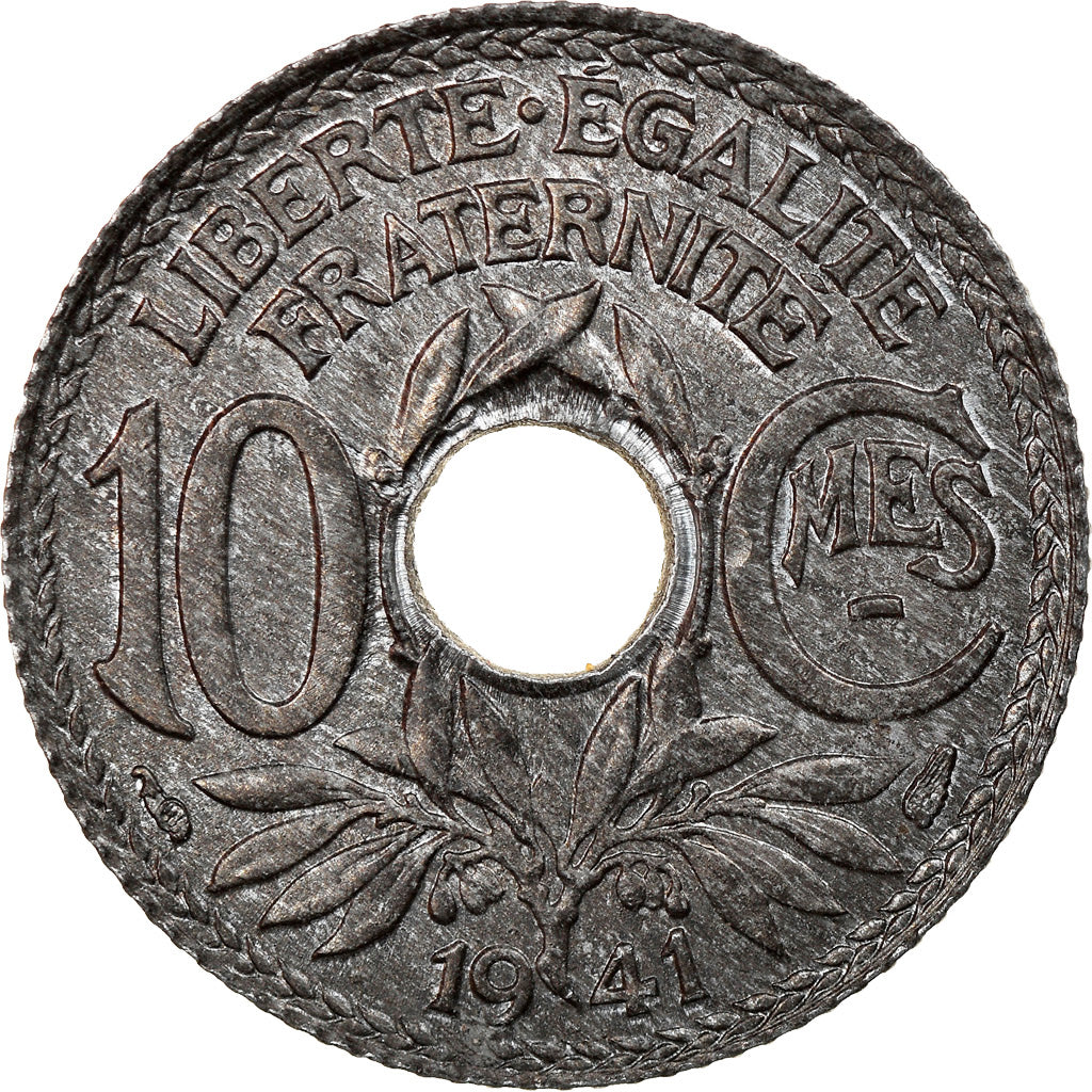 Moneda, Francia, Lindauer, 10 Centimes, 1941, MBC+, Cinc, KM:896, Gadoury:288