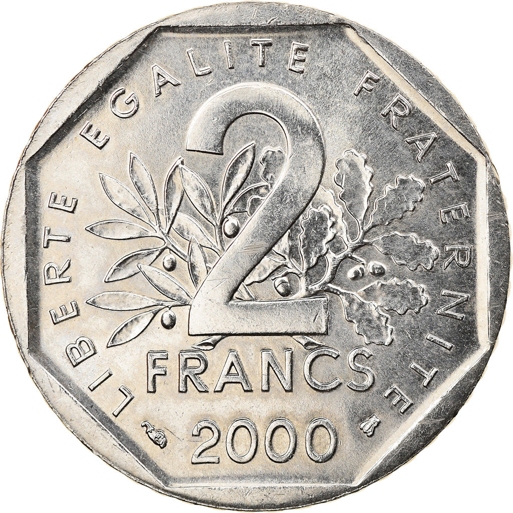 Coin, France, Semeuse, 2 Francs, 2000, AU(55-58), Nickel, KM:942.2, Gadoury:547