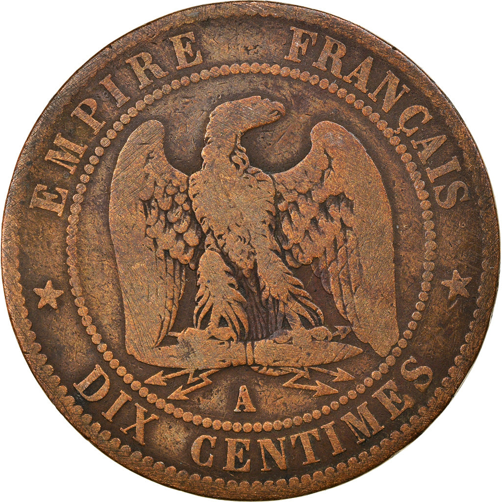 Coin, France, Napoleon III, 10 Centimes, 1855, Paris, VF(20-25), Bronze