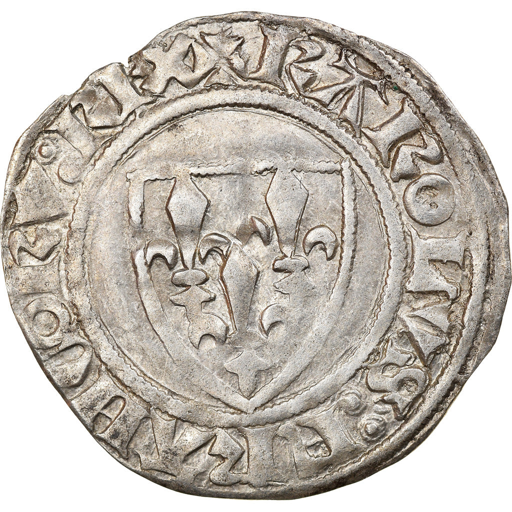 Monnaie, France, Charles VI, Blanc Guénar, Angers, TTB, Billon, Duplessy:377C