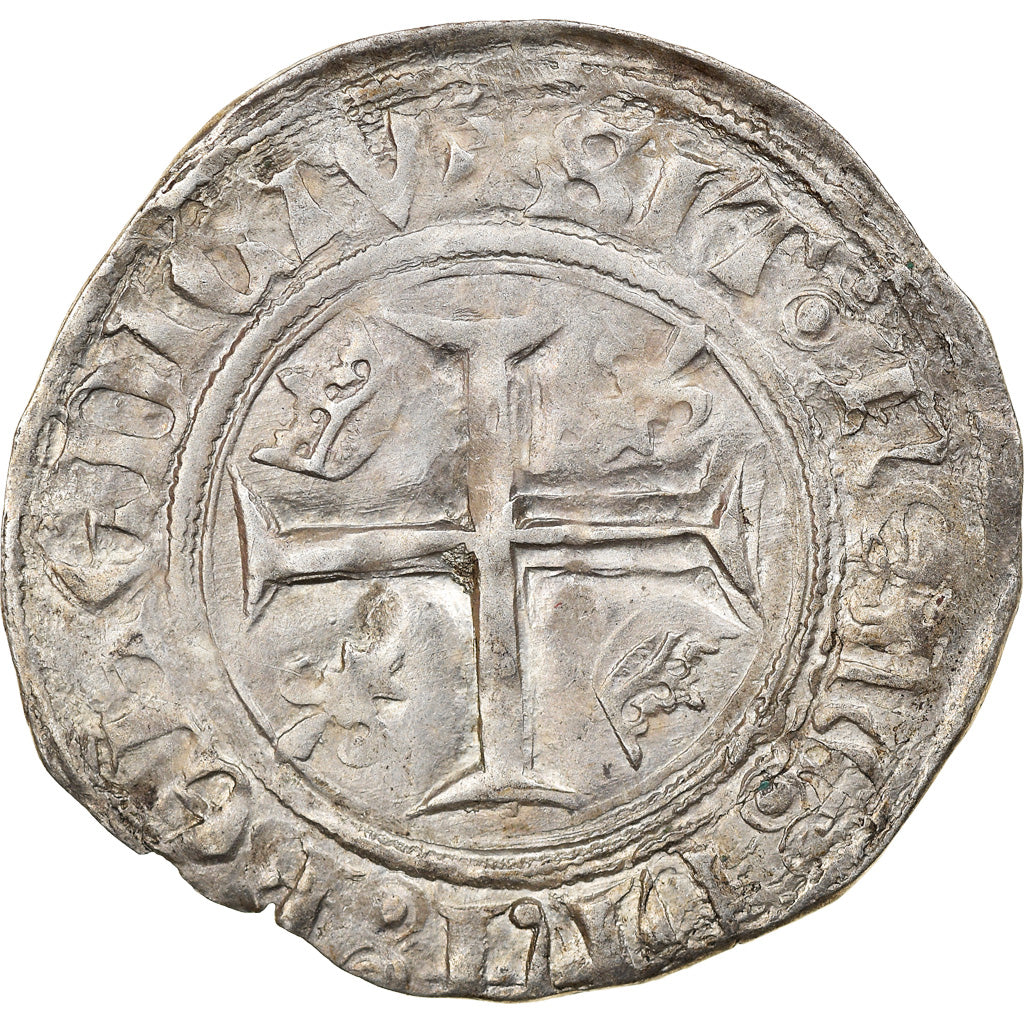 Monnaie, France, Charles VI, Blanc Guénar, Angers, TTB, Billon, Duplessy:377C