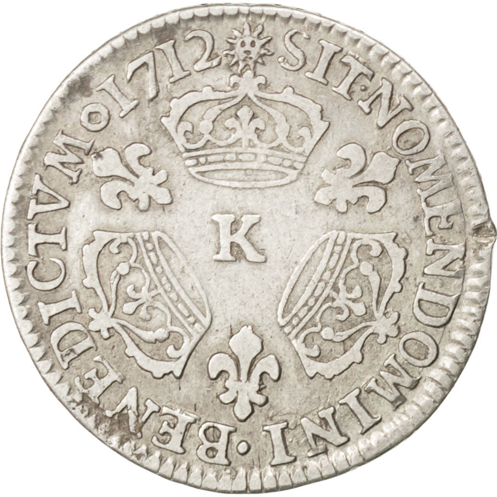 FRANCE, 1/10 Écu aux 3 couronnes, 1/10 ECU, 1712, Bordeaux, KM #379.9, ...