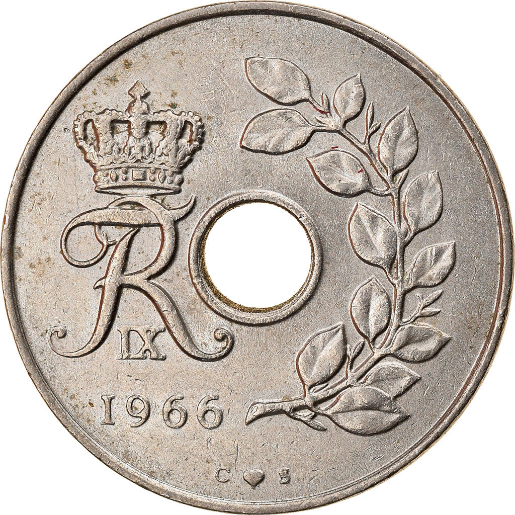Monnaie, Danemark, Frederik IX, 25 Öre, 1966, Copenhagen, SUP, Copper-nickel
