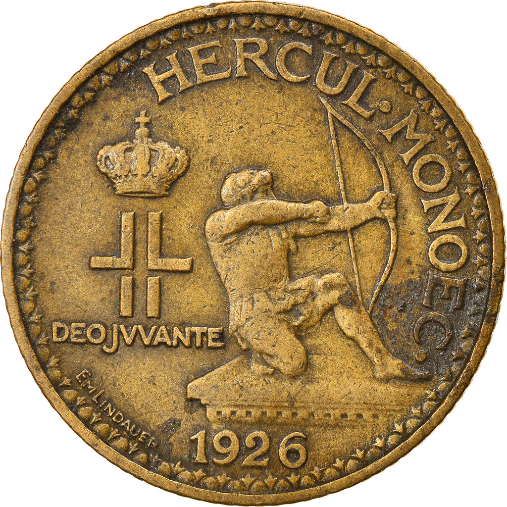 Coin, Monaco, Louis II, Franc, 1926, Poissy, EF(40-45), Aluminum-Bronze, KM:114