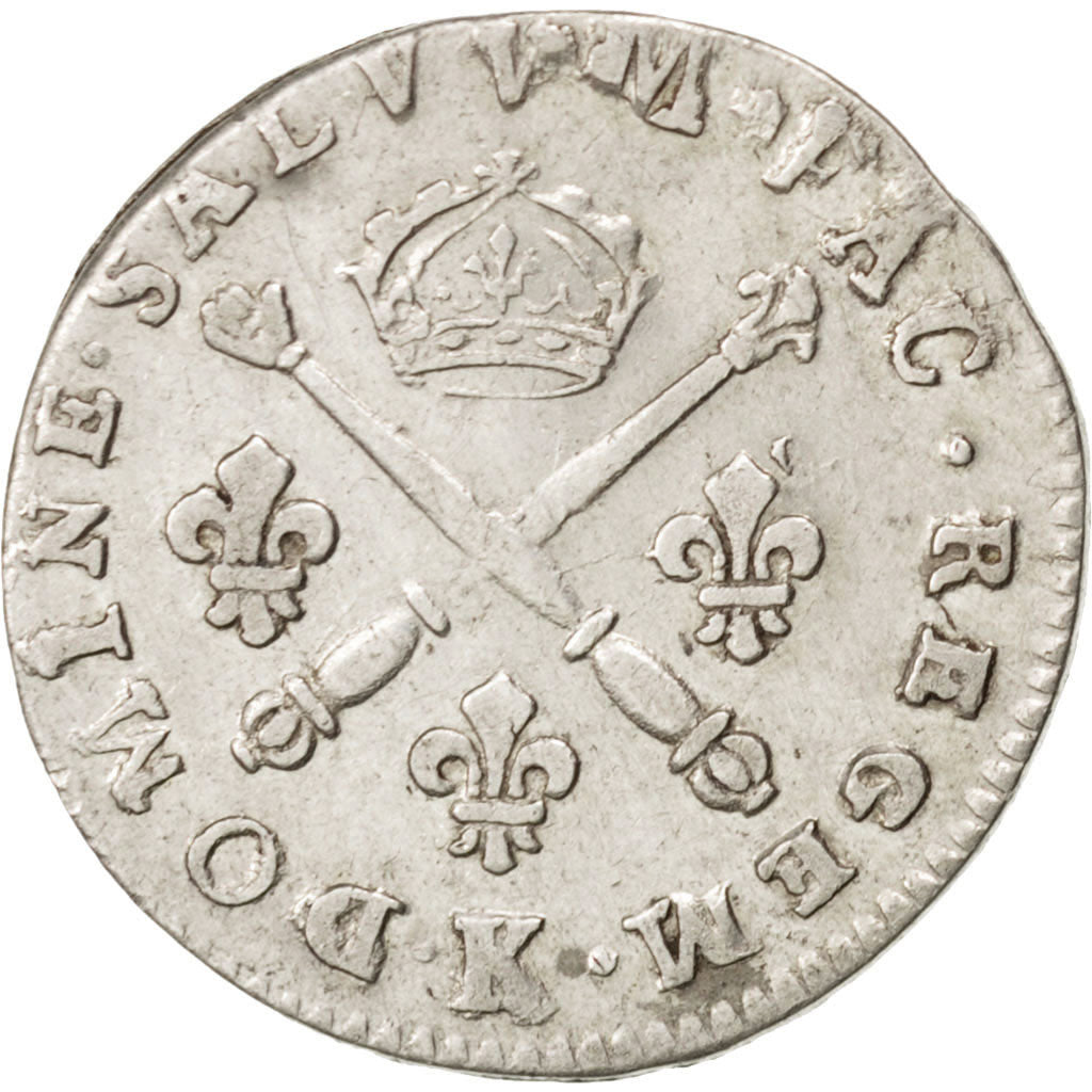 FRANCE, 10 Sols aux insignes, 10 Sols-1/8 Ecu, 1707, Bordeaux, KM #349.5,...