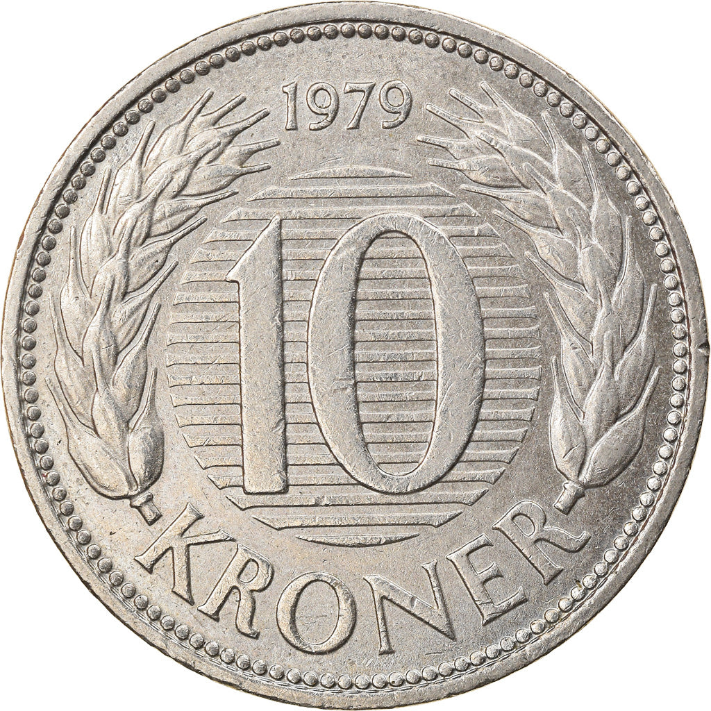 Coin, Denmark, Margrethe II, 10 Kroner, 1979, Copenhagen, AU(50-53)