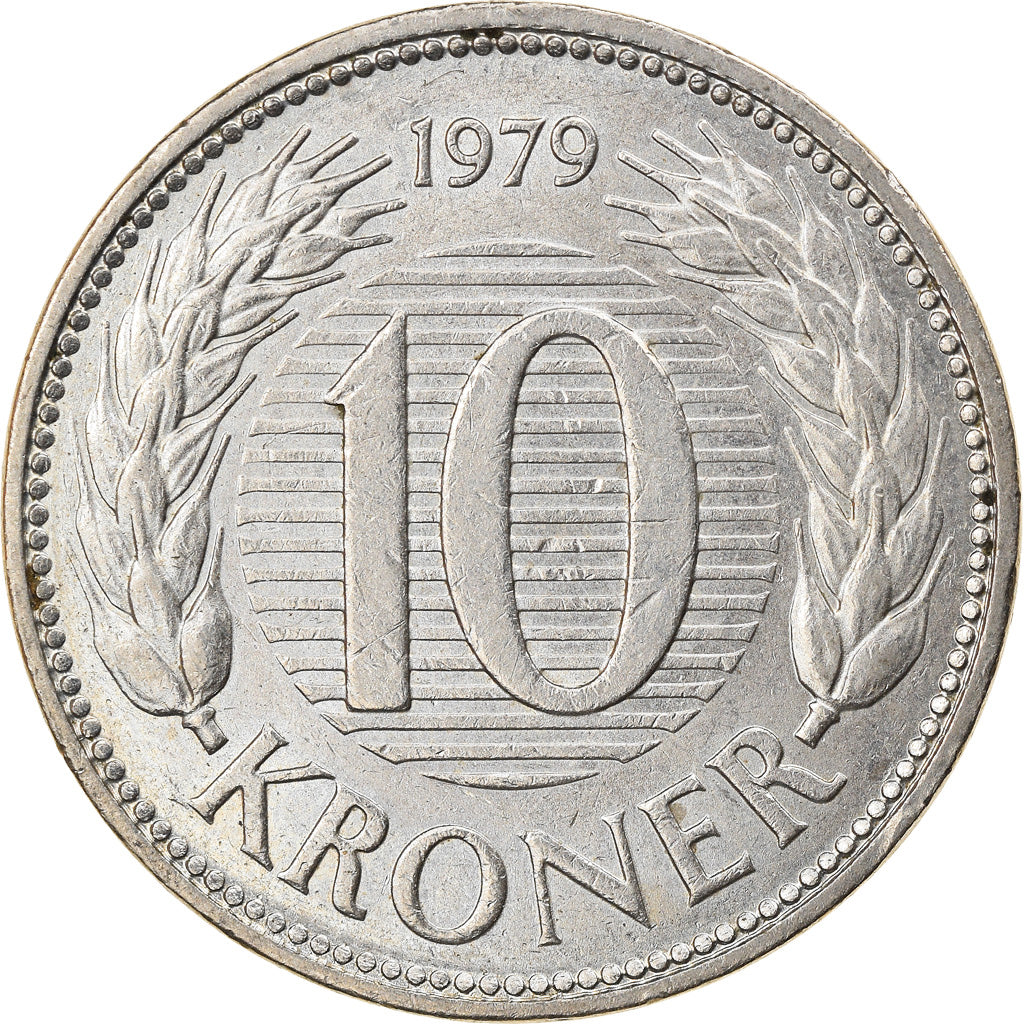 Coin, Denmark, Margrethe II, 10 Kroner, 1979, Copenhagen, AU(50-53)