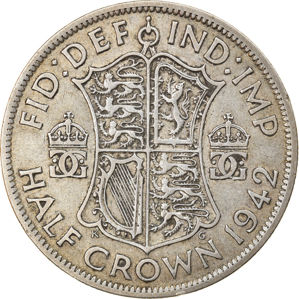 Coin, Great Britain, George VI, 1/2 Crown, 1942, EF(40-45), Silver, KM:856