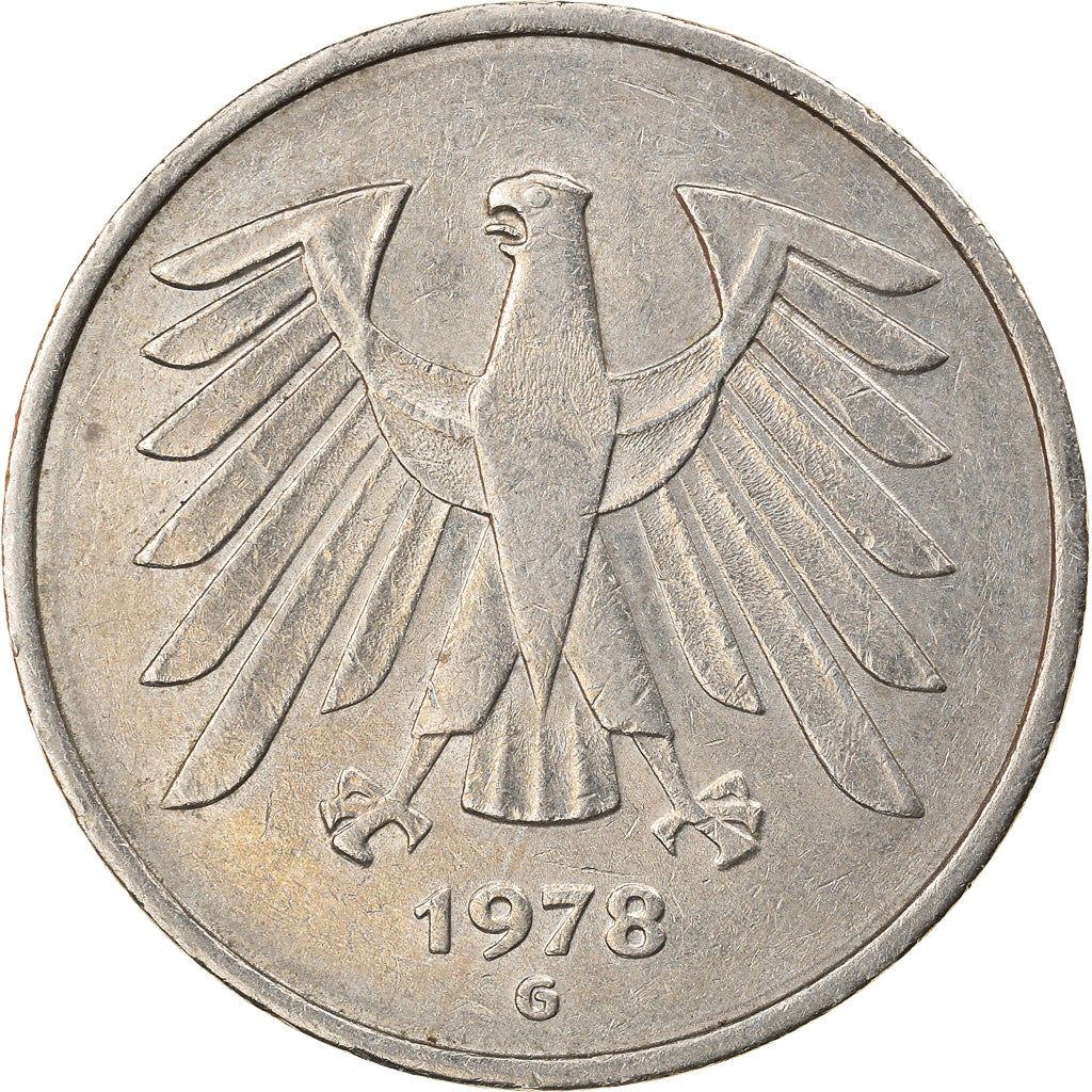 Coin, GERMANY - FEDERAL REPUBLIC, 5 Mark, 1978, Karlsruhe, EF(40-45)