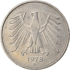 Coin, GERMANY - FEDERAL REPUBLIC, 5 Mark, 1978, Karlsruhe, EF(40-45)