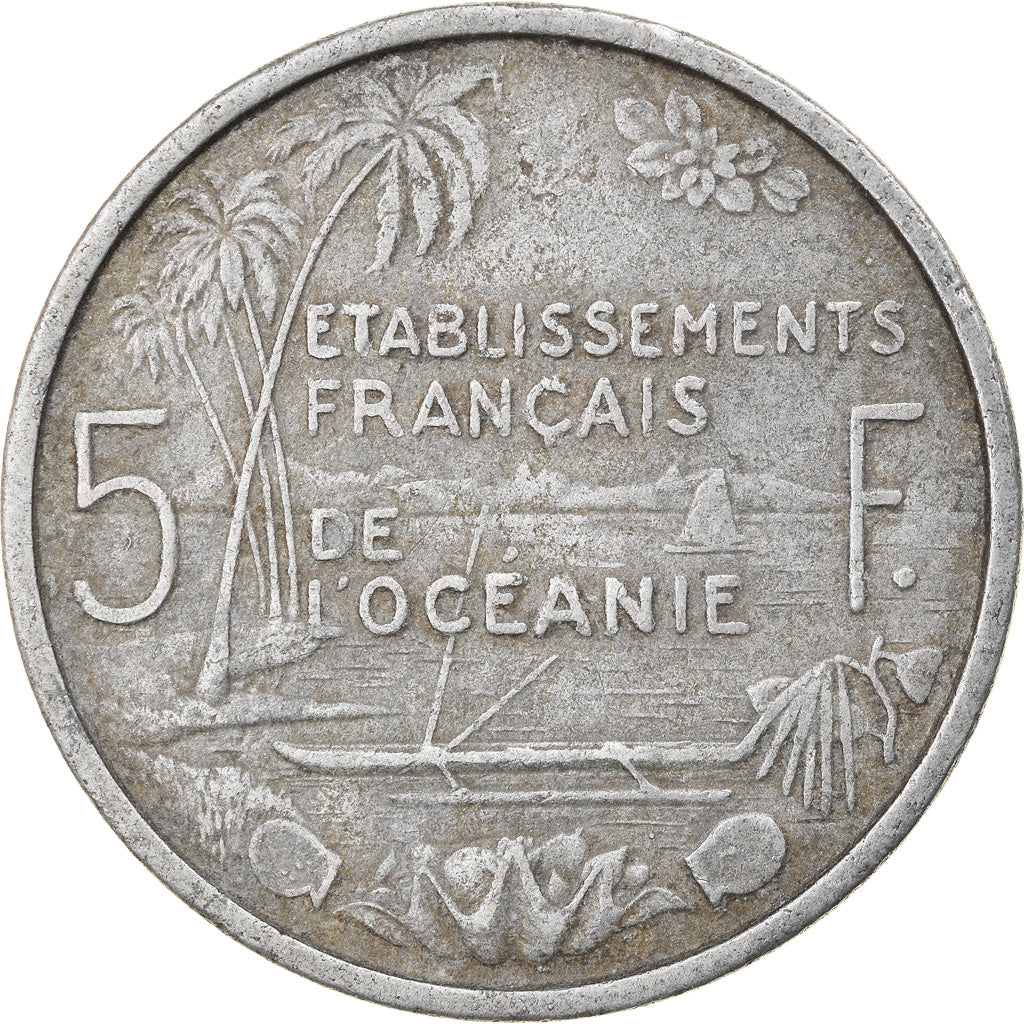 Coin, FRENCH OCEANIA, 5 Francs, 1952, EF(40-45), Aluminum, KM:4