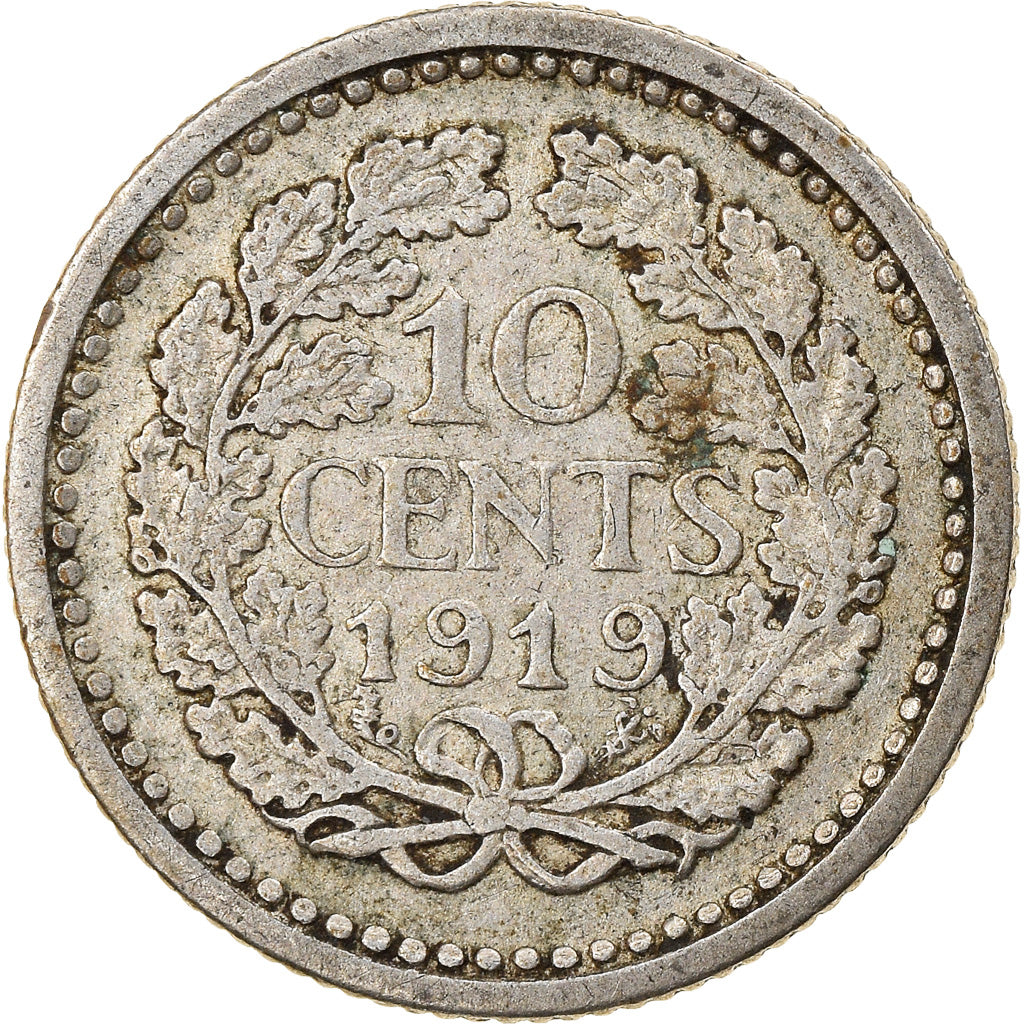 Coin, Netherlands, Wilhelmina I, 10 Cents, 1919, EF(40-45), Silver, KM:145