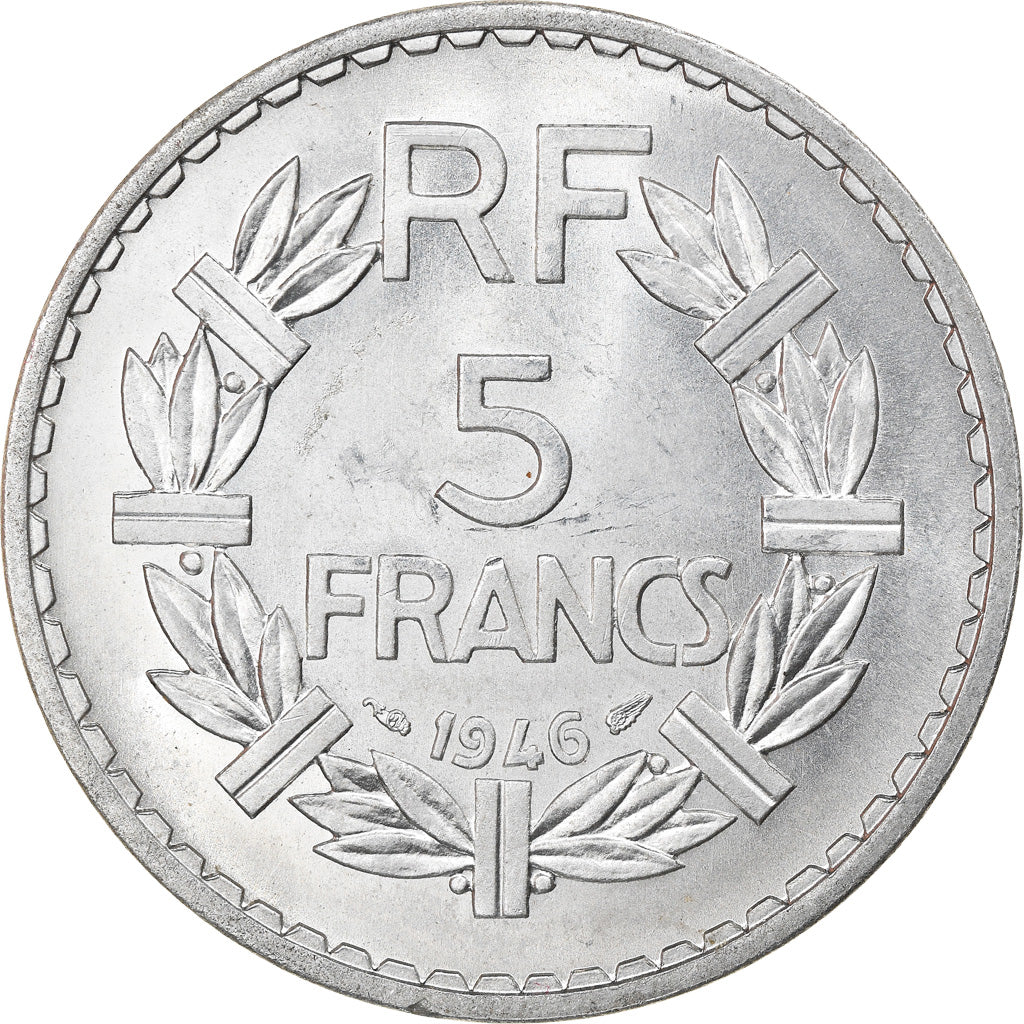 Munten, Frankrijk, Lavrillier, 5 Francs, 1946, Paris, FDC, Aluminium, KM:888b.1