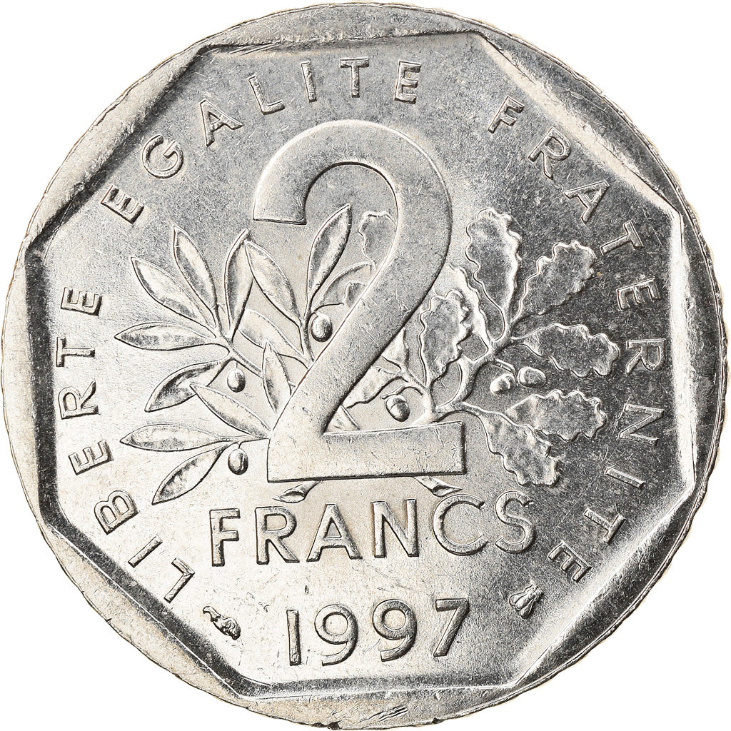 Coin, France, Semeuse, 2 Francs, 1997, AU(55-58), Nickel, KM:942.1, Gadoury:547