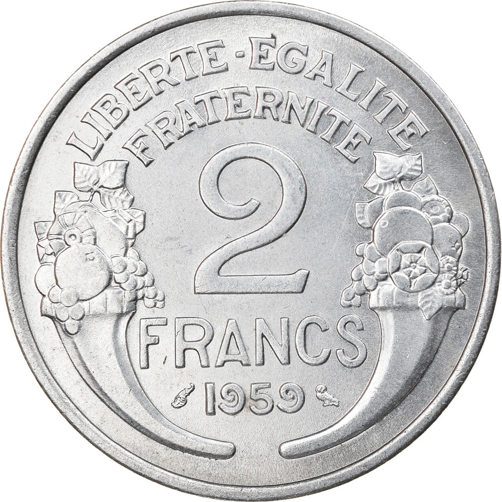 Moeda, França, Morlon, 2 Francs, 1959, AU(55-58), Alumínio, KM:886a.1