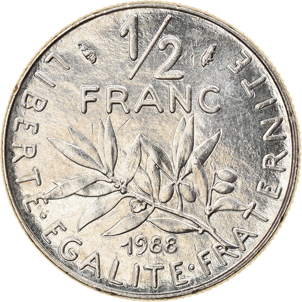 Munten, Frankrijk, Semeuse, 1/2 Franc, 1988, Paris, PR, Nickel, KM:931.1