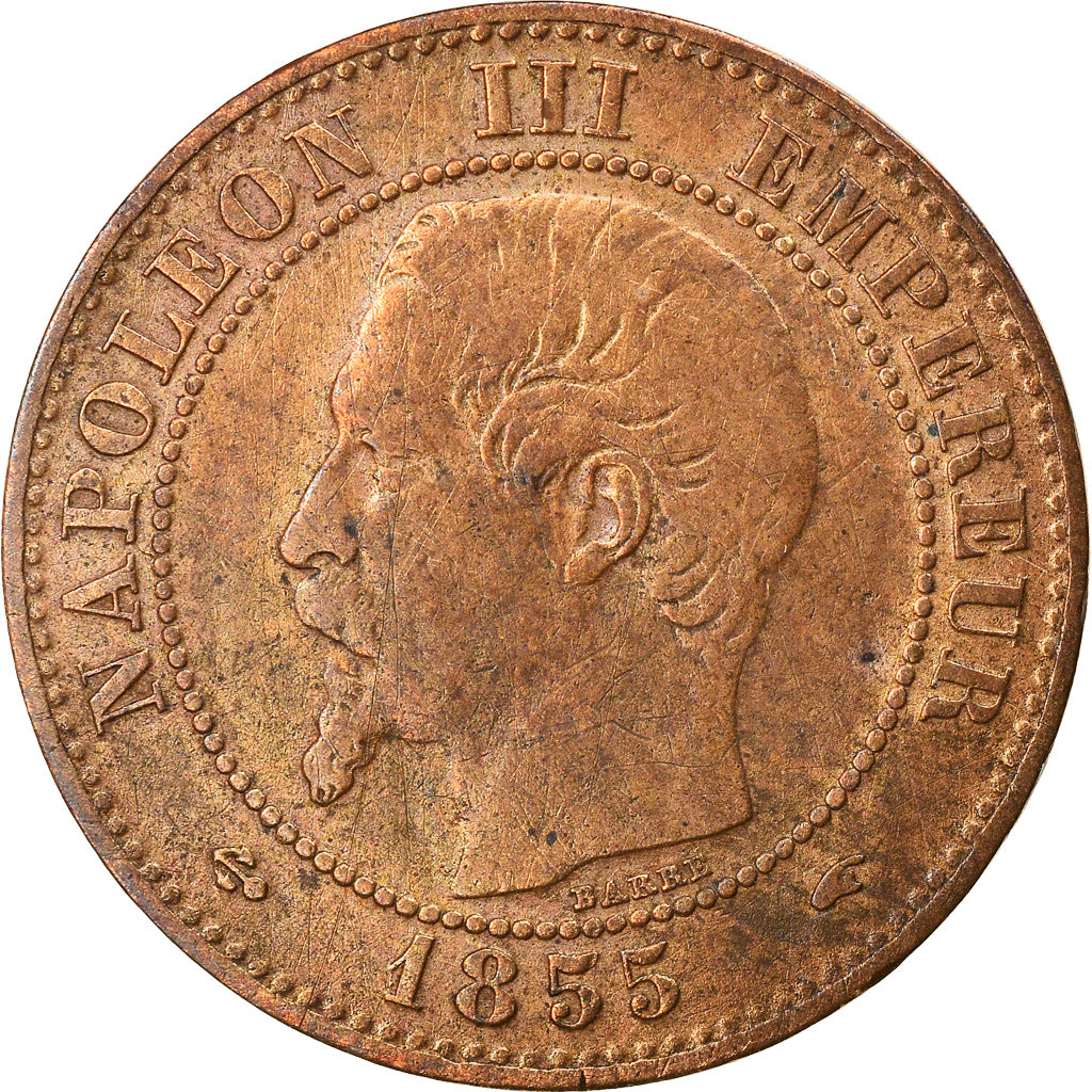 Coin, France, Napoleon III, 2 Centimes, 1855, Paris, VF(20-25), Bronze